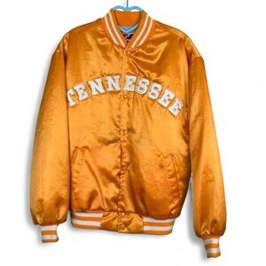 Orange and white vintage 80s Tennessee Volunteers Swingster satin bomber jacket